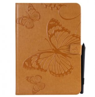 Wholesale Fashion Butterfly Embossed PU Leather Magnetic Closure Stand Case Auto Wake/Sleep Cover with Pen Slot yellow For iPad 5/6/air1/air2 9.7