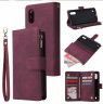 Wholesale Case Smartphone Shell Wallet Design Zipper Closure Overall Protection Cellphone Cover 5 wine red For Samsung A01