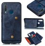 Abctay Shockproof Double Buckle Wallet Case Cell Phone Case PU Leather Flip Stand Phone Cover With Card Slots blue For VIVO Y17