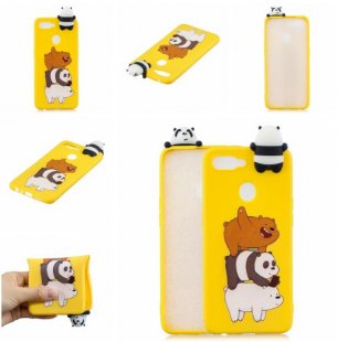 Abctay 3D Cute Coloured Painted Animal TPU Anti-scratch Non-slip Protective Cover Back Case Striped bear For OPPO F9/F9 PRO