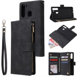 Wholesale Mobile Phone Case Smartphone Shell Wallet Design Zipper Closure Overall Protection Cover 1 black For Samsung A21