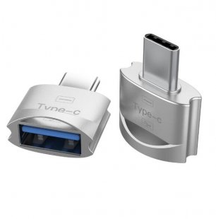 Wholesale to USB 2.0 A Female OTG Data Adapter Type C OTG Adapter Silver Metal USB 3.1 Type C Male