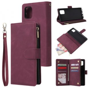 Wholesale Lite Case Smartphone Shell Wallet Design Zipper Closure Overall Protection Cellphone Cover 5 wine red For Samsung NOTE 10