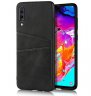 Abctay Cattlehide Grain PU Protective Case Back Cover with 2 Cards Pockets black For Samsung A70