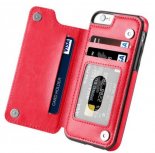 Abctay Multifunction Magnetic Leather Wallet Case Card Slot Shockproof Full Protection Cover for iPhone X 7/8 7/8 Plus red