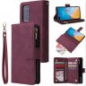 Wholesale Case Smartphone Shell Wallet Design Zipper Closure Overall Protection Cellphone Cover 5 wine red For HUAWEI P40