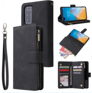 Wholesale Case Smartphone Shell Wallet Design Zipper Closure Overall Protection Cellphone Cover 1 black For HUAWEI P40