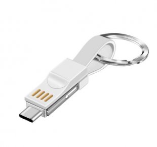 Abctay 3 in 1 Magnetic 13CM Mini USB Data Cable Mobile Phone Portable Charging Data Cables Type C/Micro USB white