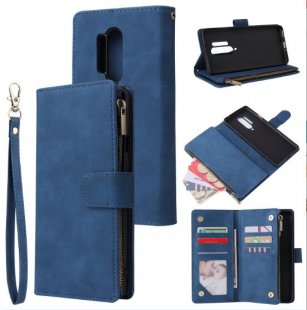 Wholesale Mobile Phone Case Smartphone Shell Wallet Design Zipper Closure Overall Protection Cellphone Cover 2 blue For One plus 8 pro