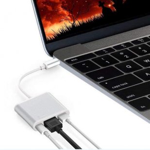 Wholesasle USB Type C Hub HDMI 4K Adapter USB-C to Converter with 3.0 USB and 3.1 Charging Port for Retina MacBook Silver