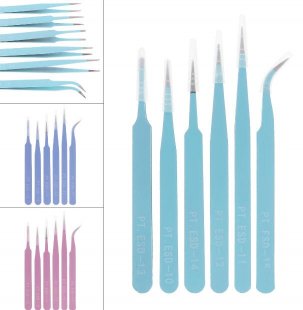 Wholesale 6pcs Precision Tweezers Set 116mm-133mm Anti Static Stainless Steel Tweezers for Craft / Jewelry / Electronics / Laboratory