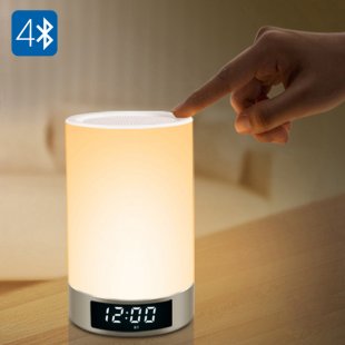 Bluetooth Speaker & LED Lamp - 6LED Light Modes, Touch Button, Sleep Mode, SD Card Slot, 22H Play Time, Bluetooth 4.0