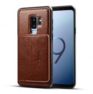 Wholesale Non-slip Shockproof Cell Phone Case coffee For Samsung S9 plus Retro PU Leather Wallet Card Holder Stand