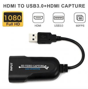 Wholesale for Live Broadcasts Video Recording black Portable USB 3.0 HDMI Game Capture Card Video Reliable Streaming Adapter