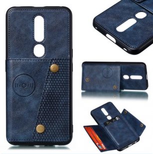 Abctay pro PU Leather Flip Stand Shockproof Cell Phone Cover Double Buckle Anti-dust Case With Card Slots Pocket blue For OPPO F11