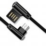 Abctay Double Elbow 90 Degree Micro USB Nylon 2.4A Fast Charging Data Transmission Cable Charger Adapter for Phone black