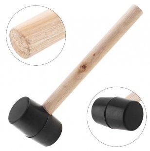 Wholesale 230g Non-elastic Rubber Hammer Tile Hammer with Round Head and Wooden Handle for DIY Hand Tool