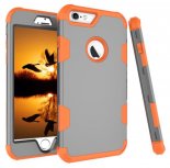 Wholesale PC+ Silicone 2 in 1 Hit Color Tri-proof Shockproof Dustproof Anti-fall Protective Cover Back Case Gray + orange For iPhone 6 plus/6S plus