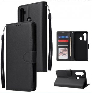 Wholesale Cellphone Cover Buckle Closure Cards Holder Wallet Design Stand Function PU Leather Smart Shell Overall Protection black For OPPO Realme 5 Rro