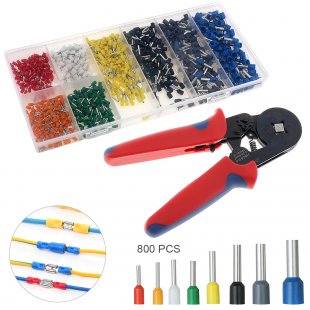 Wholesale Mini Adjustable Crimping Tool Hands Pliers + 800pcs Insulated End Crimp Terminal Electrical Wire Connector