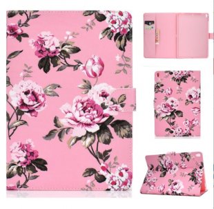 Wholesale Laptop Protective Case Color Painted Smart Stay PU Cover with Front Snap Pink flower For iPad 10.5 2017/iPad 10.2 2019