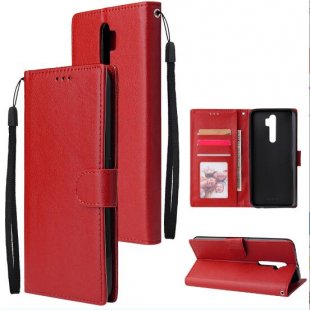 Abctay Cellphone Shell PU Leather Mobile Phone Cover Stand Available Anti-drop Elegant Smartphone Case Red For Oppo A9 2020/Reno 2Z