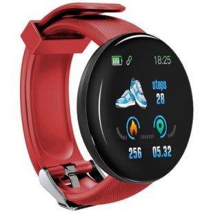 Wholesale Blood Pressure Blood Oxygen Measurement Healthy Life Sleep Tracker for iOS Android Phone red D18 Fitness Watch Smart Bracelet Heart Rate Monitor