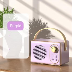 Retro Bluetooth Audio U Disk Tf Card Aux Usb Speaker Creative Outdoor Portable Mini Sound Box Purple