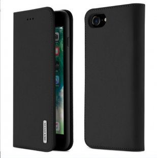 Wholesale Mobile Phone Cover Magnetic Leather Protective Case with Card Slot Bracket black For iPhone 9