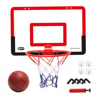 Children Basketball Stand Indoor Hanging Wall-mounted Free Punching Mobile Shooting Frame Basketball Board Sports Toys Red