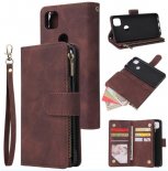 Wholesale Leather Mobile Phone Cover with Cards Slot Zipper Purse Phone Bracket 3 brown For Google Pixel 4A