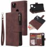 Wholesale Leather Mobile Phone Cover with Cards Slot Zipper Purse Phone Bracket 3 brown For Google Pixel 4A