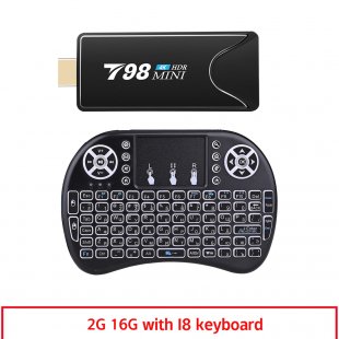 Mini Tv Stick Box Tv T98 Mini Tvbox Rk3318 Android10.0 Tv Box Media Player Tv Receiver 2+16g 2+16G_European plug+I8 Keyboard