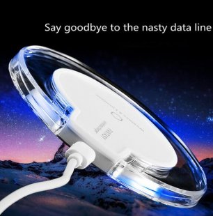 Wholesale for Samsung Galaxy S9 Note Edge iPhone Xiaomi Huawei Mobile Phone Charger white Wireless Charger Ultra-Thin Crystal Round Wireless Charging