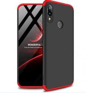 Abctay Ultra Slim PC Back Cover Non-slip Shockproof 360 Degree Full Protective Case Red black red_Redmi NOTE 7 for Redmi NOTE 7