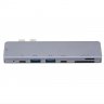 Wholesale with Dual USB Type-C Port One Lighgning Port SD TF Card Slot Support Plug and Play gray 7-in-2 Hub for MacBook Pro Line Concentration Data Converter