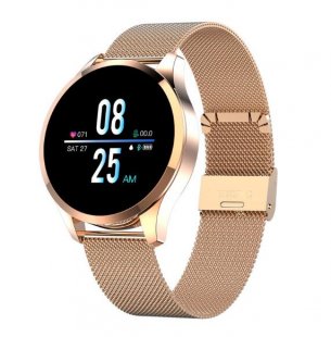 Wholesale Fashion Fitness Bracelet Gold dial gold steel strap Q9 Men Smart Watch Waterproof Message Call Reminder Smartwatch Heart Rate Monitor