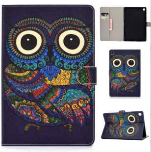 Wholesale Laptop Protective Cover Cartoon Color Painted Smart Stay PU Cover with Front Snap owl For Samsung T720/T725