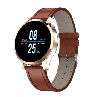 Wholesale Fashion Fitness Bracelet Gold dial brown leather strap Q9 Men Smart Watch Waterproof Message Call Reminder Smartwatch Heart Rate Monitor