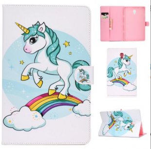 Wholesale Laptop Protective Case Color Painted Smart Stay PU Cover with Front Snap single horned horse For Samsung T590