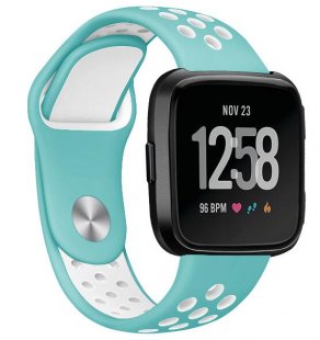 Wholesale for Fitbit Versa Blue with white Replacement Band Sport Breathable Silicon Wristband Watch Strap