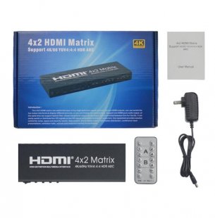 Wholesale Without Battery black For HDMI 2.0 4X2 Array Support 4K/60 YUV4:4:4 HDR ARC Infrared Remote Control