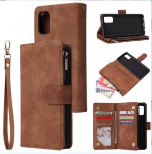 Wholesale Mobile Phone Case Wallet Design Zipper Closure Overall Protection Cellphone Cover 4 brown For Samsung A41