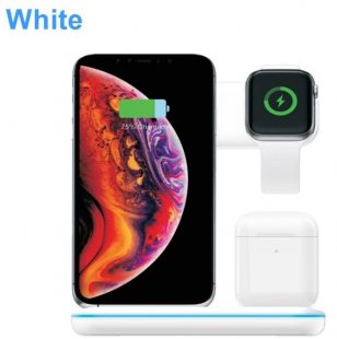 Wholesale for Apple Airpods Watch 4 3 2 1 white 3 in 1 Universal 15W Qi Wireless Charger for Iphone X 8 Xiaomi Quick Charge 3.0 Fast Charger Dock Stand