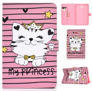 Wholesale Laptop Protective Case with Front Snap Color Painted Smart Stay Cover Crown cat For Samsung T580 PU