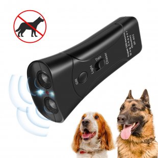 Ultrasonic Double-headed Dog Repeller Anti Barking Device Dog Training Repeller black (built-in battery)