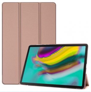 Wholesale with Sleep Function Rose gold For Samsung Tab S5E 10.5 T720 Ultra-thin PU Leather Bracket Tri-fold Protective Case