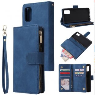 Wholesale Mobile Phone Case Wallet Design Zipper Closure Overall Protection Cellphone Cover 2 blue For Samsung A41