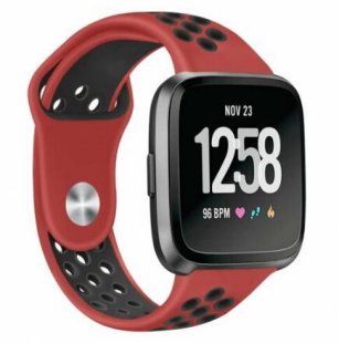 Wholesale for Fitbit Versa Red with black Replacement Band Sport Breathable Silicon Wristband Watch Strap