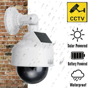 Wholesale Realistic Dummy Security Simulation Monitor white Solar Power Fake CCTV Camera